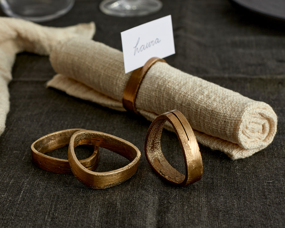 Tyra Brass Napkin Rings – Set of 4 Gold Wedding Table Decor