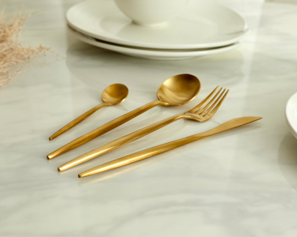 London Gold Cutlery Set – 16 or 24 Piece Stainless Steel Flatware
