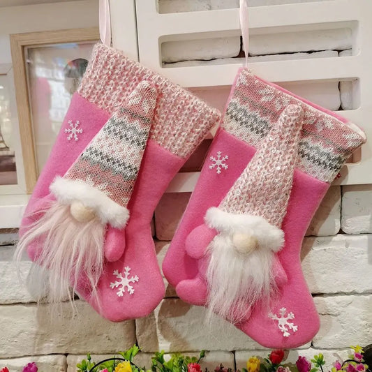 Santa's Pink Gnome Stocking